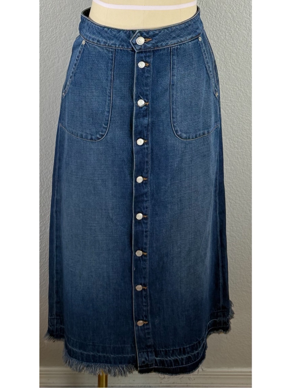 Daily Blue Tephy Button Down Denim A-Line Skirt size Small - Picture 10 of 16